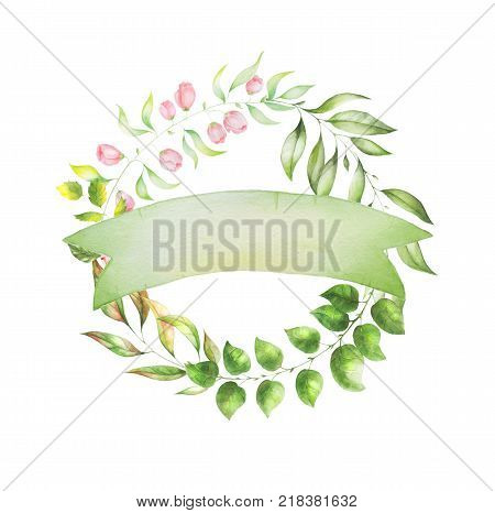 Sketched colorful wreath, groups, garland for romantic wedding, valentines day design.