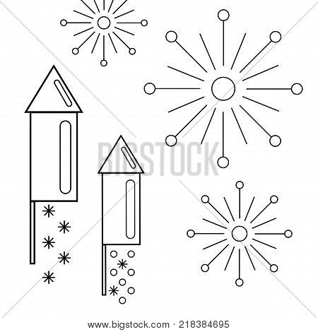 Festive salute. Geometric vector illustration for coloring.