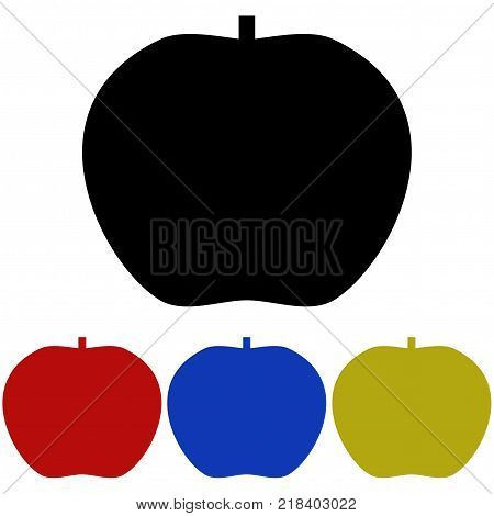 Apple glyph icon. Four times different colors