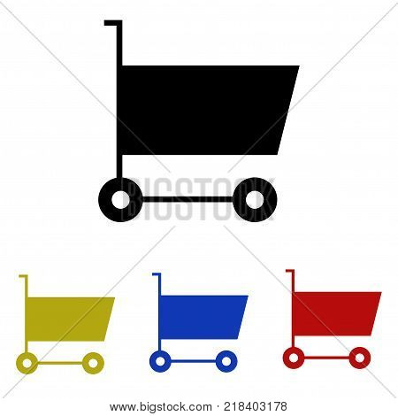 Shopping cart glyph icon. Four color options