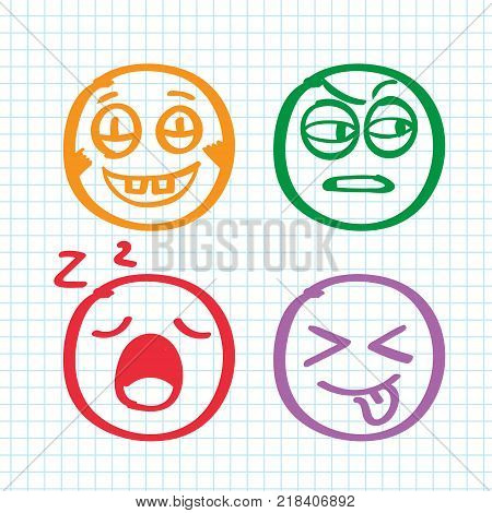 Modern outline style emoji icons collection. Premium quality symbols and sign web logo collection. Pack modern infographic logo and pictogram. Simple emoticons pictograms. vector illustration