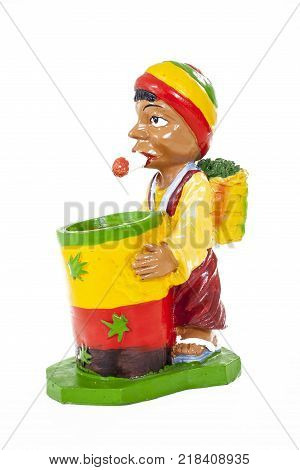 Marijuana ashtray gift statue souvenir on isolated white studio background. Closeup photo. Clipping path. Easy to use. White background. Cutout cut out. Hippy statue.