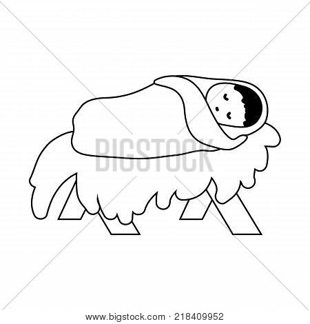 Jesus Christ Blessed Faith Outline Vector Illustration Eps 10