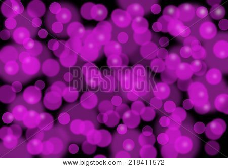 Abstract Festive Bokeh Purple Background. Christmas Blur Light Pattern. Digital Illustration. Space for text.