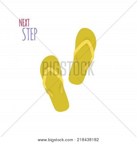 Next Step. Slippers isolated. Banner. Vector illustration