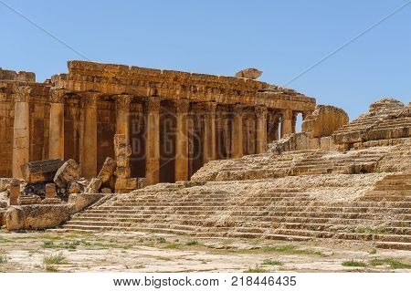 Baalbek Ancient city in Lebanon.Heliopolis temple complex.near the border with Syria.remains