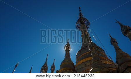 Mount Popa, Holy mountain for burmese people with lots of temples on the top. Located in southeast of Bagan Mandalay Region of Myanmar.