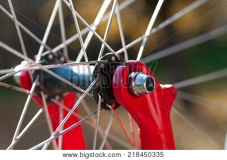 Bicycle parts close up shot in natural light