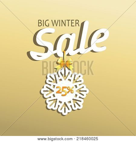 BIG WINTER SALES. Message. Emblem, poster, banner for a good deal. Design for printing on fabric or paper with a place to specify discounts.