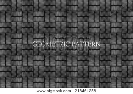 Seamless checkered pattern with grunge striped intersecting square elements. Modern stylish texture. Monochrome geometrical vector pattern. Optical illusion effect.