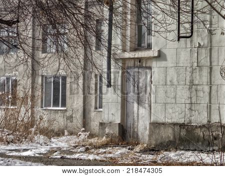 Very old building. Old palace. Palace of Culture of Builders in Ust-Kamenogorsk. Kazakhstan