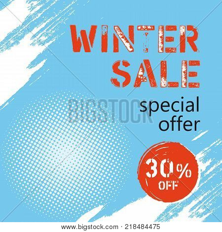 Banner Winter Sale pattern on a abstract blue background. Vector illustration