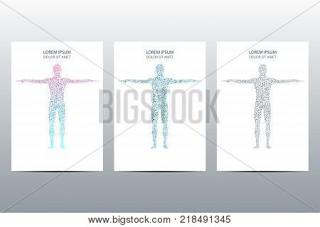 Cover or poster design with human body, scientific and technological concept, vector illustration