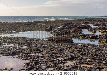 Lava fields. Magma. Fuerteventura Canary Spain Europe