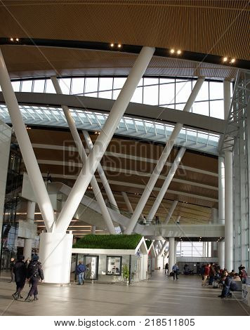 Rostov-on-DonRussia - December 162017: Airport Platov built for the FIFA World Cup in 2018. The passengers are preparing for flights