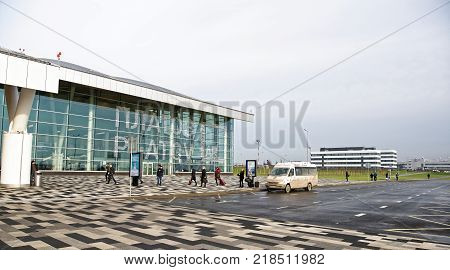 Rostov-on-DonRussia - December 162017: Airport Platov built for the FIFA World Cup in 2018. The passengers are preparing for flights