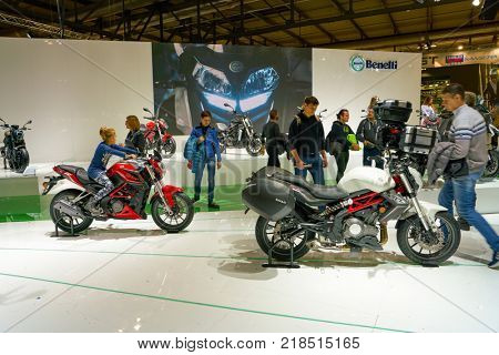 MILAN, ITALY - NOVEMBER 11, 2017: motorcycles on display at EICMA 2017 - 75th International Motorcycle Exhibition