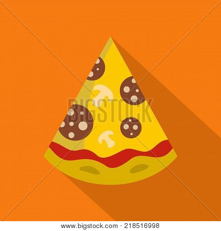 Pizza slice icon. Flat illustration of pizza slice vector icon for web