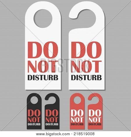 Do Not Disturb signs set. Hotel doors badge. Vector illustration.