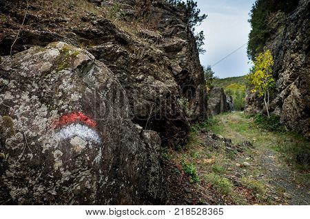 Montecatini Val Di Cecina, Pisa, Italy - November 7, 2017: It Is An Itinerary In The Monterufoli Nat
