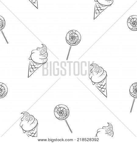Ice cream and candy lollipop seamless pattern. Sweets vector concept background.