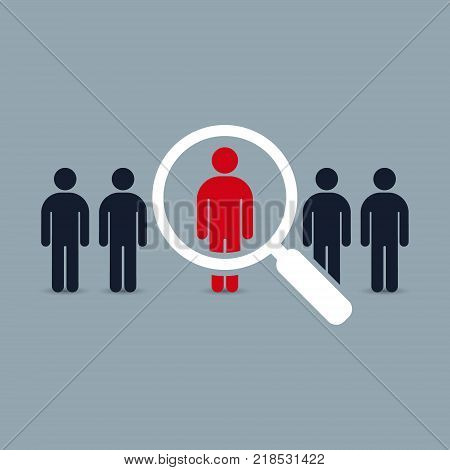 Search for employees and job business human resource. Looking for talent. Search man vector icon. Job search.