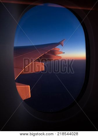 Beautiful view out of an airplane window somewhere above turkey