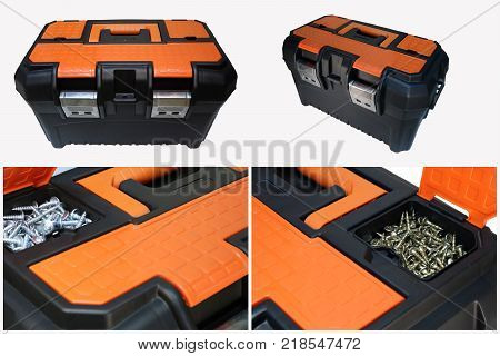 Tool box isolated. Construction and repair background.