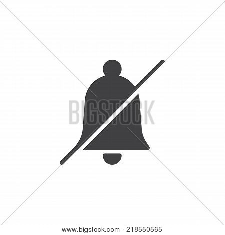 Sound mute bell icon vector, filled flat sign, solid pictogram isolated on white. Strikeout bell symbol, logo illustration.