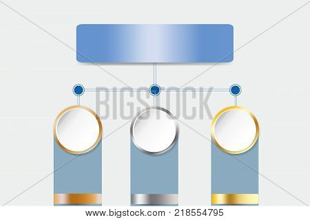 White circles with metallic edges as a organization chart showing gold silver and bronze emplacement.
