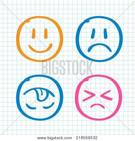 Modern outline style emoji icons collection. Premium quality symbols and sign web logo collection. Pack modern infographic logo and pictogram. Simple emoticons pictograms. vector illustration