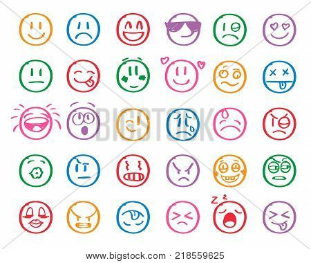 Modern outline style emoji icons collection. Premium quality symbols and sign web logo collection. Pack modern infographic logo and pictogram. Simple emoticons pictograms. vector illustration
