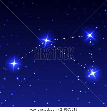 The Constellation Pump in the night starry sky. Vector illustration of the concept of astronomy