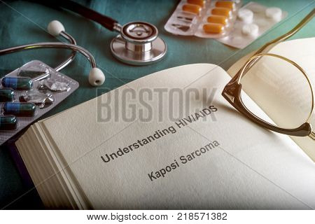 Open Book of Understanding HIV / AIDS sarcoma kaposi, conceptual image