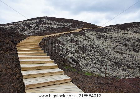 Grabrokarfell viewed from volcano Grabrok crater Iceland