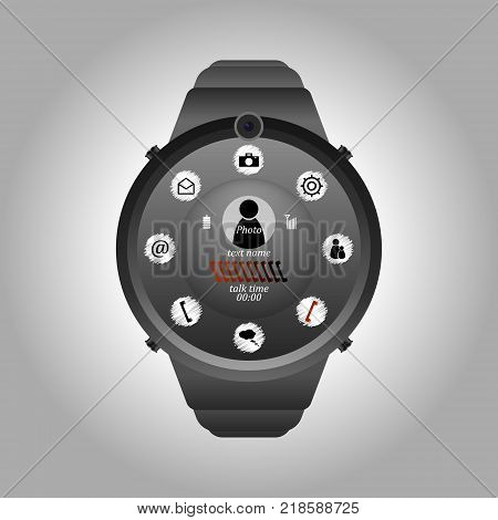 Vector image of a multi-functional smart watch with the capabilities of any mobile phone