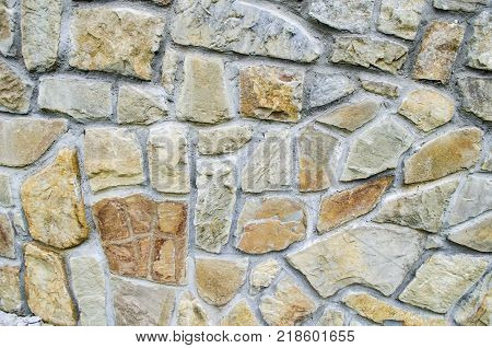 Srone wall background. Pattern of color stone wall texture.
