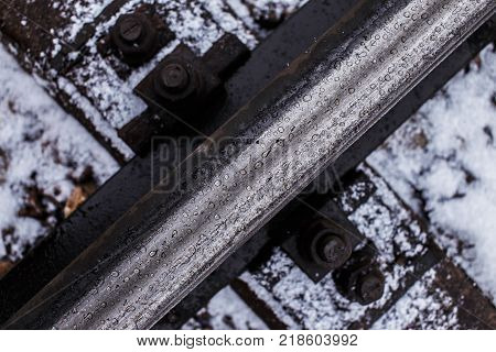 Industrial photo of railway tracks background.somewhere i railstation