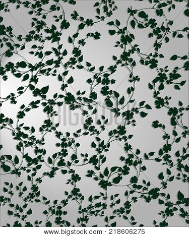 Vector green ivy branch, isolated on gray background.