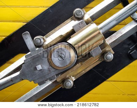 brass and steel detail of the rocket type locomotive
