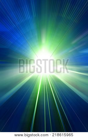 Speed motion lights at night. Abstract futuristic background