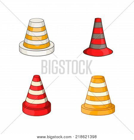 Road cone icon set. Cartoon set of road cone vector icons for web design isolated on white background