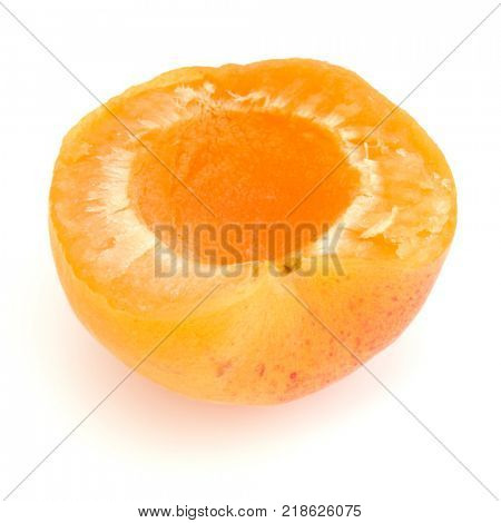 One apricot half isolated on white background cutout