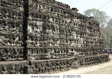 Angkor Thom terrace of the leprous king Siem Reap Cambodia