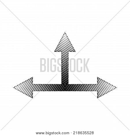 Halftone Linear Black Arrow vector icon symbol design. Illustration isolated on white background. Linear Black Dot Arrow. Vector Arrow Halftone Background.