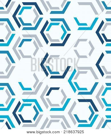 Abstract seamless pattern of hexagons. Modern technologies. Movement of geometric shapes.