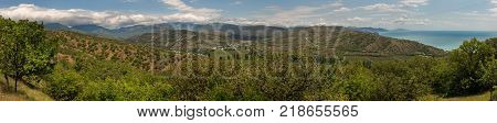 Beautiful summer panorama of the Black Sea coast of the Crimean peninsula
