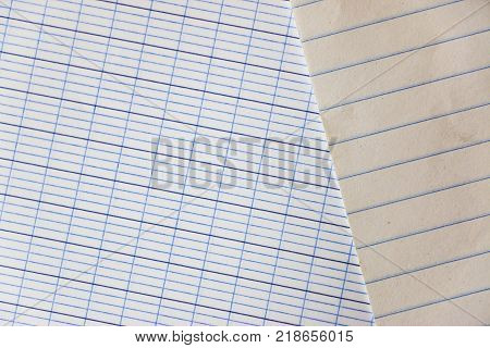 Closeup Blank Lined Paper Or Ruled Paper. Top View Stock Photo In Back To School Concept.