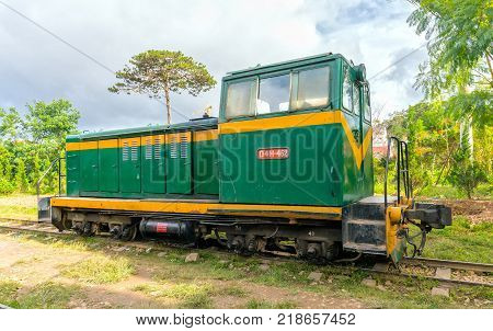 Da lat, Viet Nam - November 27th, 2017: Ancient railway station is famous place, history destination for traveller, french architecture, antique train tranport tourist to visit in Da lat, Vietnam