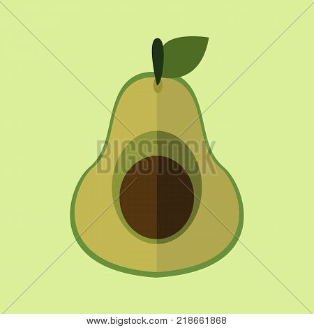 Simple Flat Avocado Slice Vector Illustration Graphic Design
